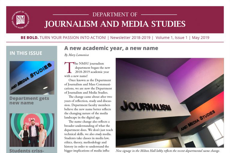 NMSU journalism newsletter page front